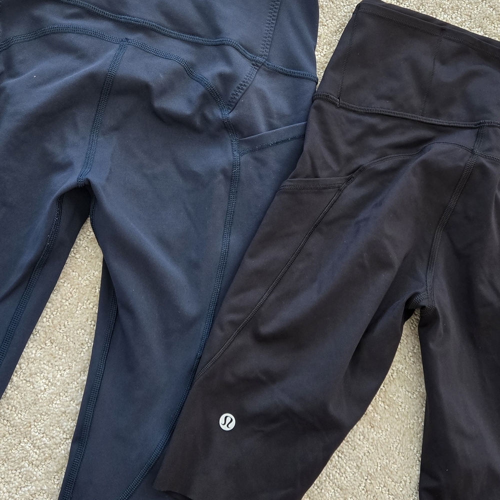 Lululemon Navy Leggings + Black Shorts